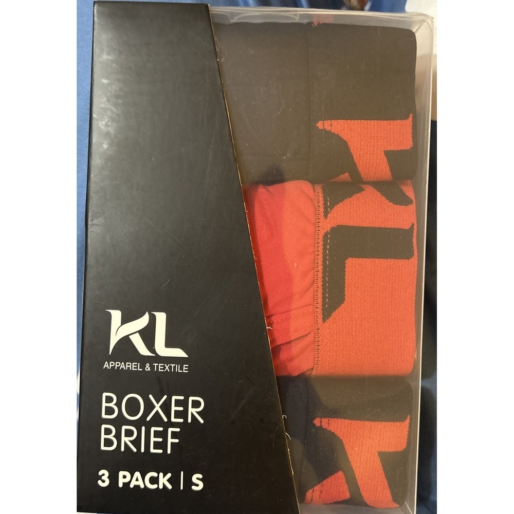 KL Apparel Boxer Briefs Size Small  3 TOTAL BRIEFS Black‎ Red